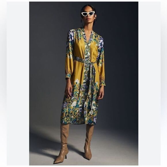 Anthropologie XL Stunning Midi Shirt Dress - Picture 2 of 8